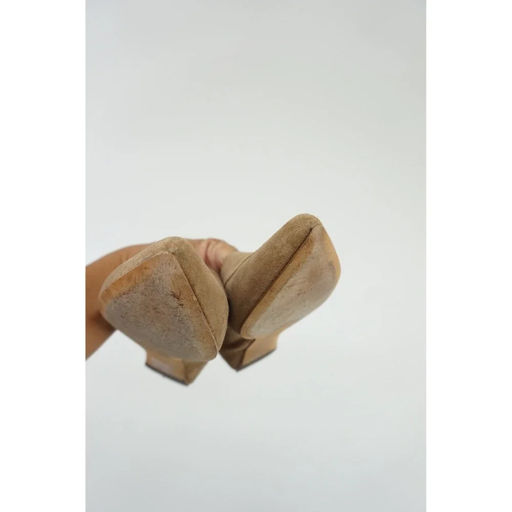 M.Gemi The Gia Suede Pointed Toe Loafers Italian Leather Flats Tan 36